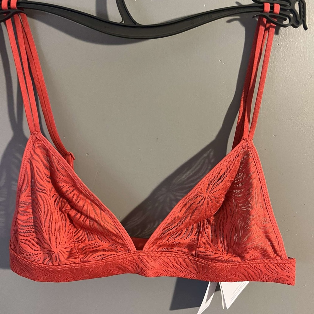 Calvin M Red Sheer Bralette
